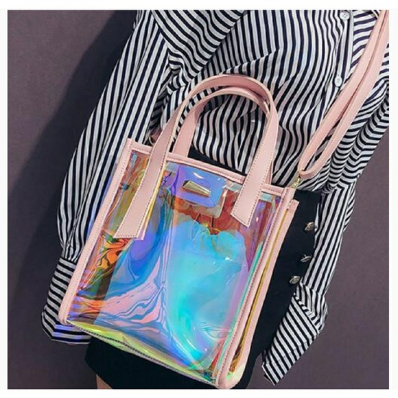 LAST 1!🎡Clear Blush Holographic Jelly Tote - Picture 5 of 6